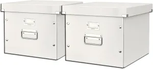 Leitz Office Supplies, Storage and Transport Box for Hanging Files, with Lid, A4, Click & Store (White, Pack of 2)