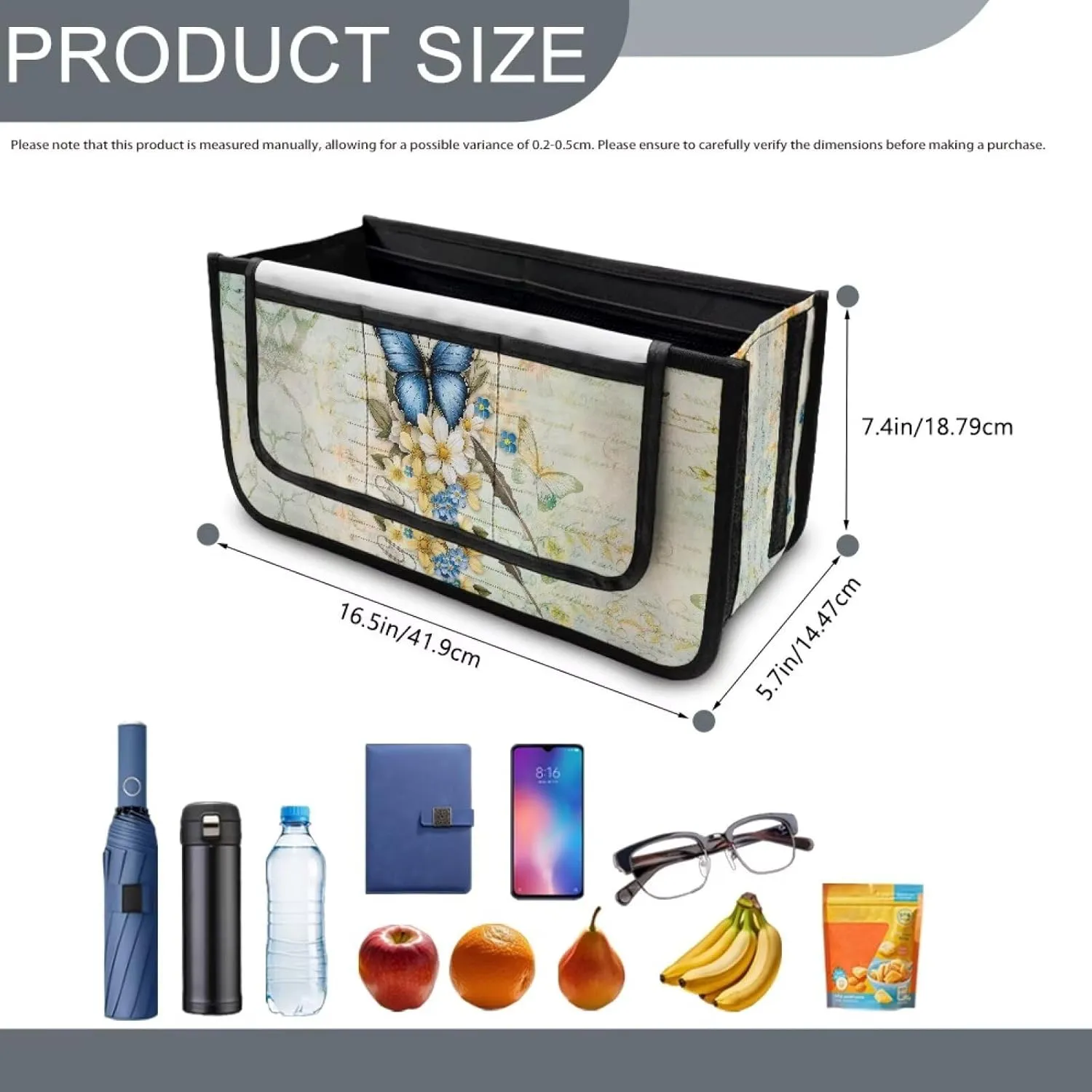 Letter Butterfly Flower Rollator Walker Accessories Storage Bag Hand-Free Carry Storage Bag for Universal Walkers with Storage Pockets