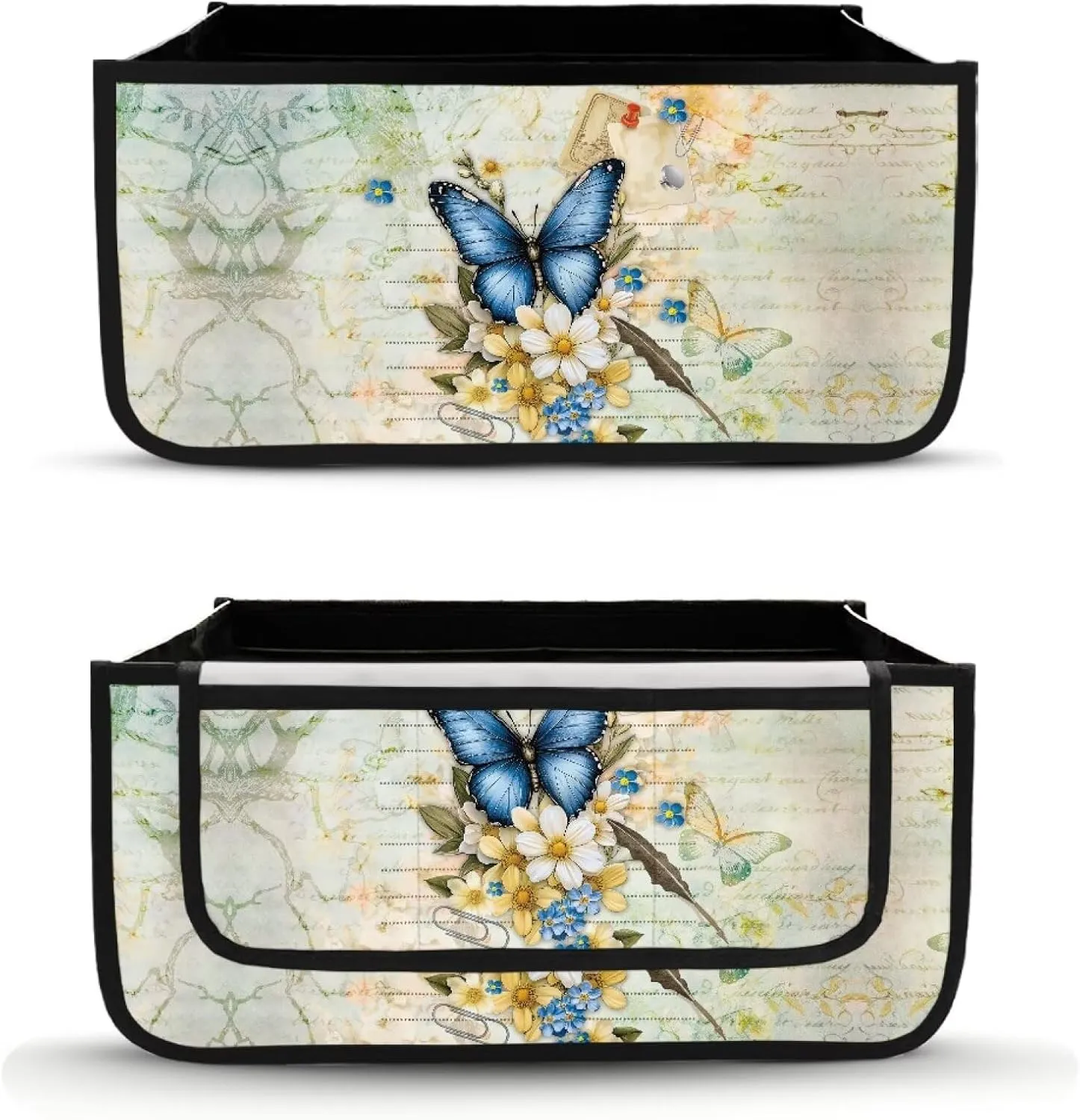 Letter Butterfly Flower Rollator Walker Accessories Storage Bag Hand-Free Carry Storage Bag for Universal Walkers with Storage Pockets