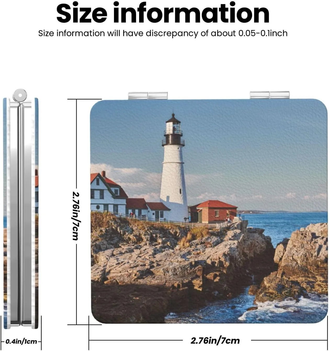 Lighthouse in Portland Maine Mini Makeup Mirror Portable Pocket Cosmetic Mirror Folding Compact Mirror