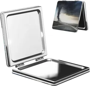 Lightning and Tornado Women Small Makeup Mirror Portable Pocket Cosmetic Mirror for Travel