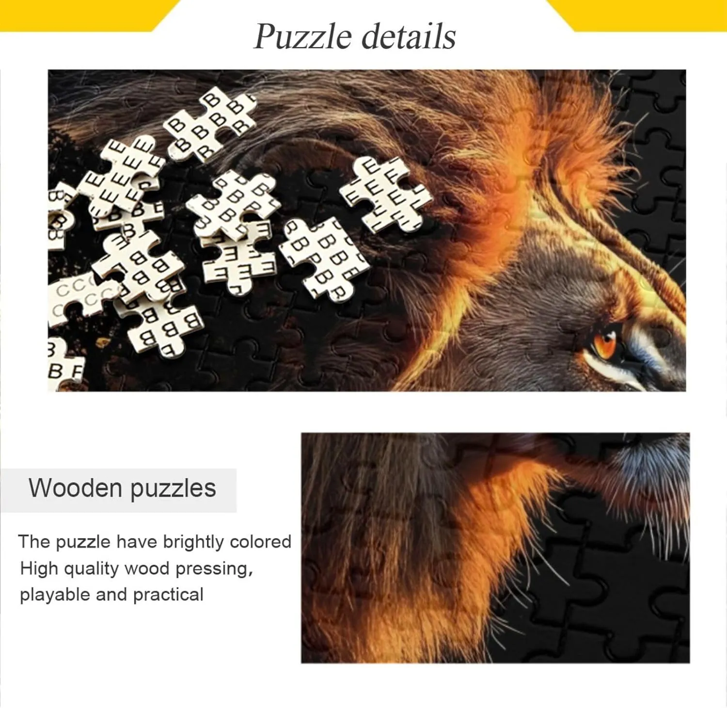 Lion Grassland Black Jigsaw Puzzle for Adults 1000 Pieces, Extremely Challenging and Difficult Puzzle for Family Games, Party Entertainment, and Brain Teasing Fun