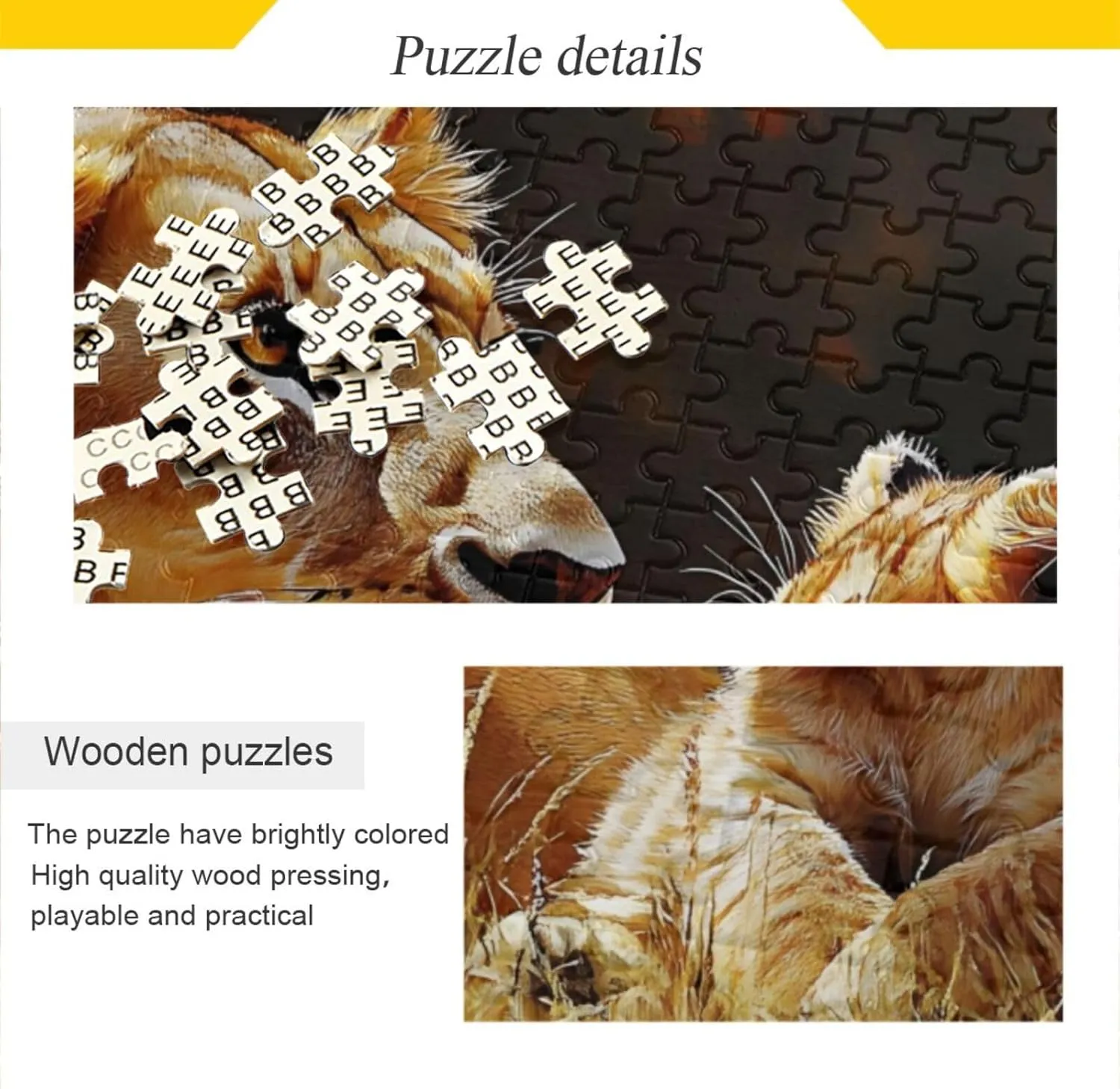Lion Nature Grassland Jigsaw Puzzle 1000 Piece, Educational Intellectual Decompression Puzzle Game Jigsaw Puzzle for Adult Active Thinking Party Entertainment, Family Games
