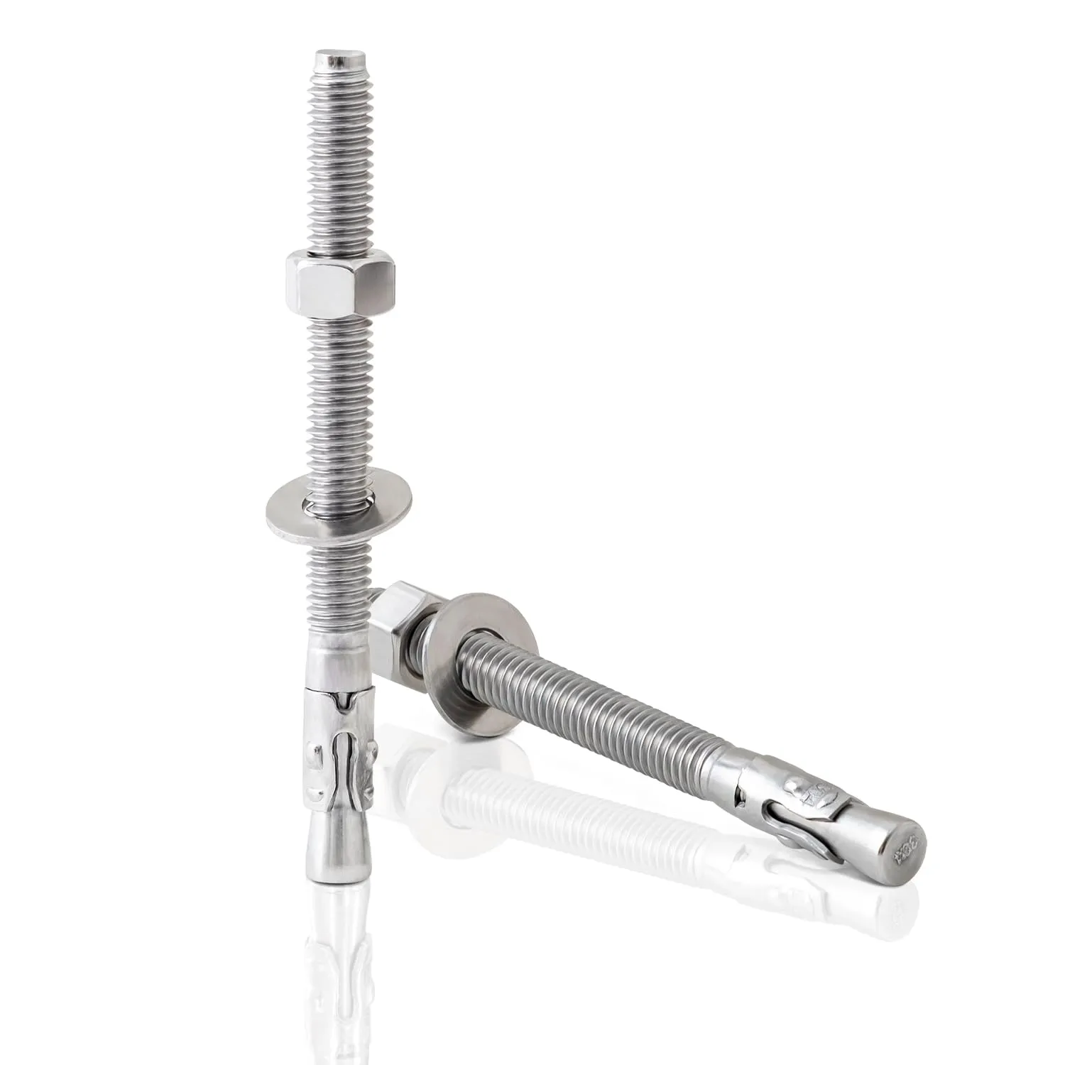LIONMAX Stainless Steel Concrete Anchor Bolts 3/8" x 5 Inch, 12-Pack Wedge Anchors for Concrete Cement Wall Base Bracket, Rust and Corrosion Resistant