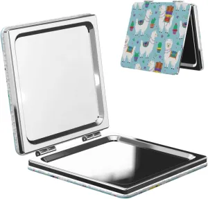 Llama Alpaca Women Mini Cosmetic Mirror Folding Portable Pocket Makeup Mirror