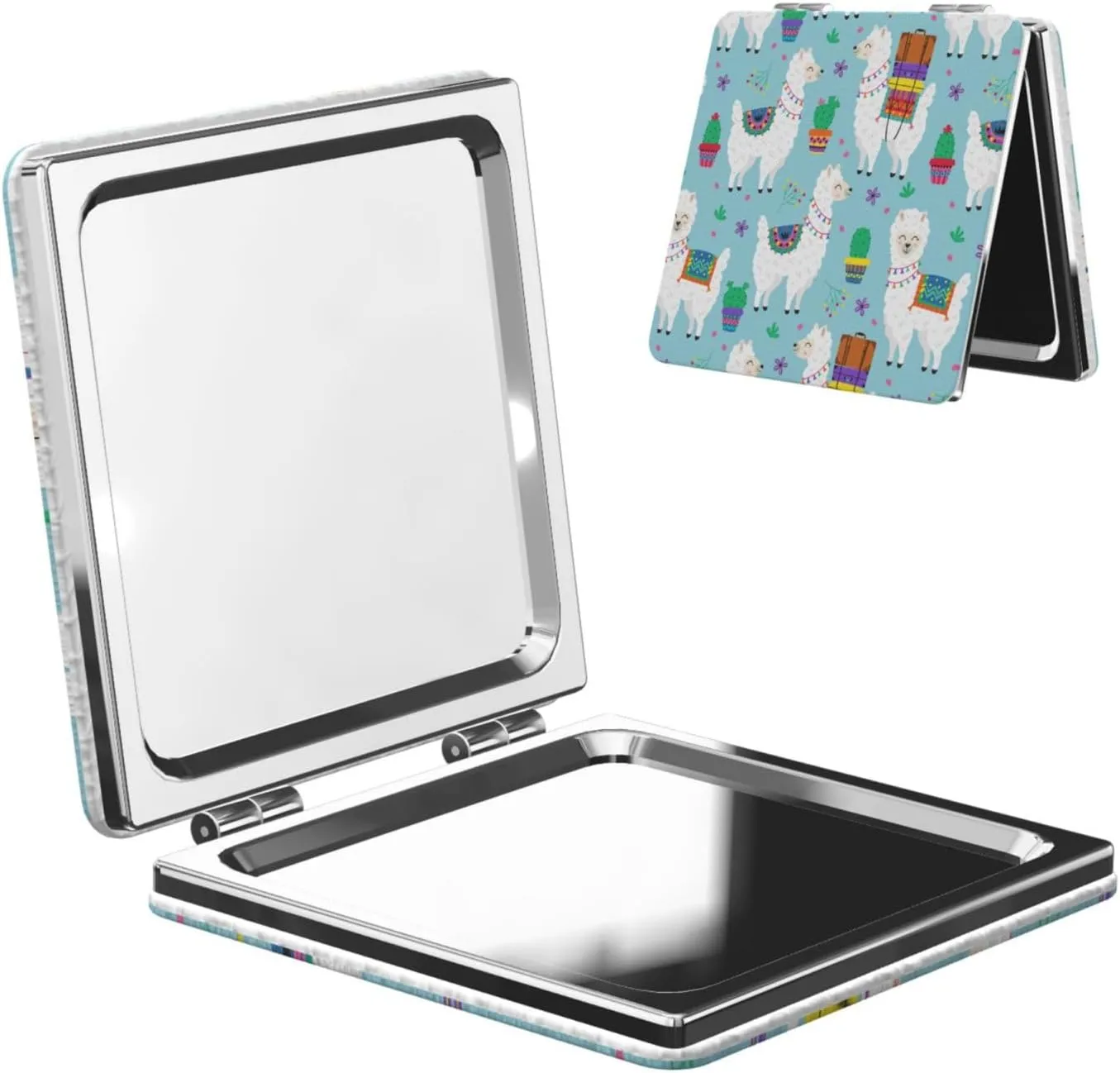Llama Alpaca Women Mini Cosmetic Mirror Folding Portable Pocket Makeup Mirror