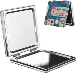 London Bus Union Jack Pattern Women Small Makeup Mirror Portable Pocket Cosmetic Mirror for Travel