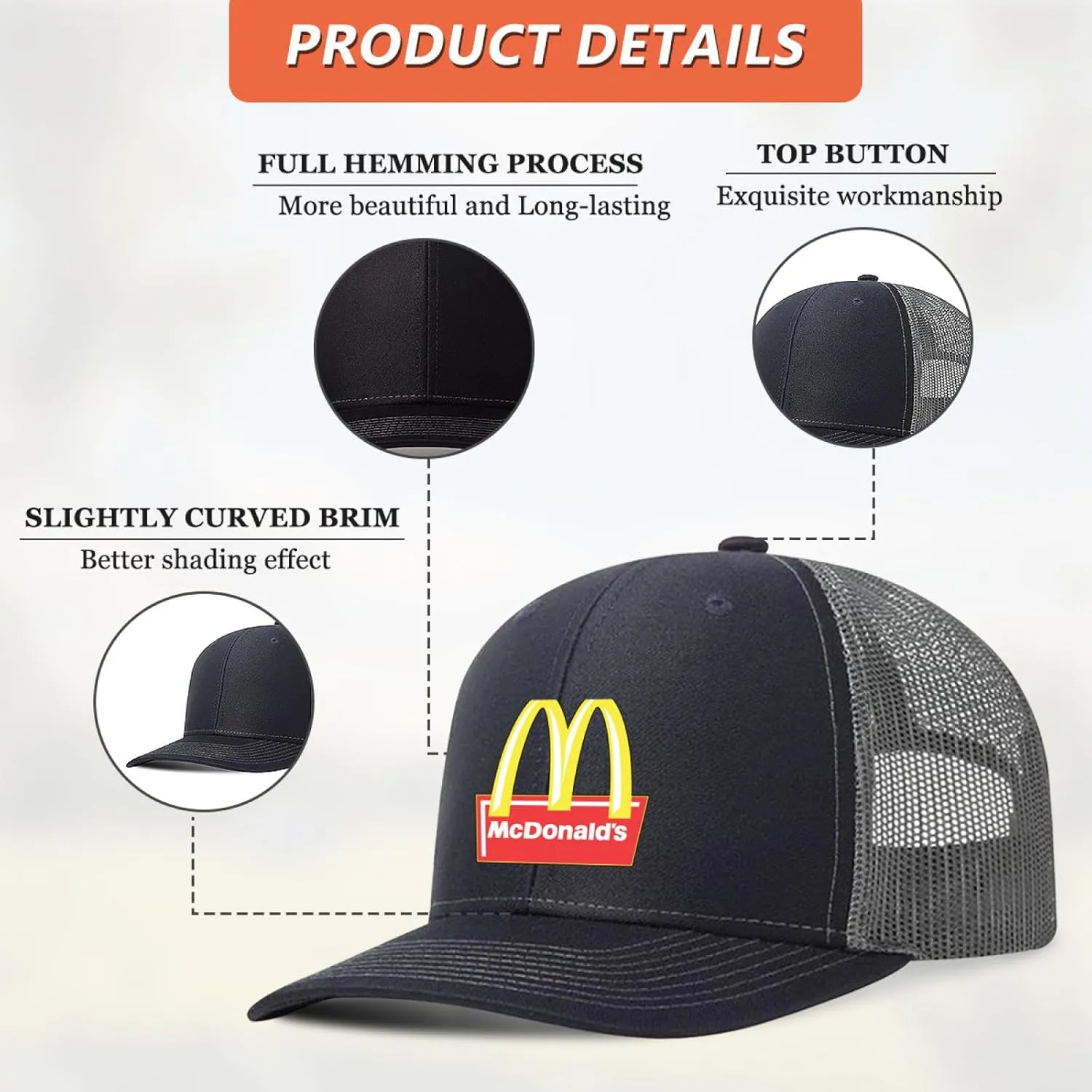 Long Brim Trucker Dad Work Hat for Unisex Adult Soft Outdoor Plain Baseball Mesh Cap Womens Mens Adjustable Golf Sun Hat