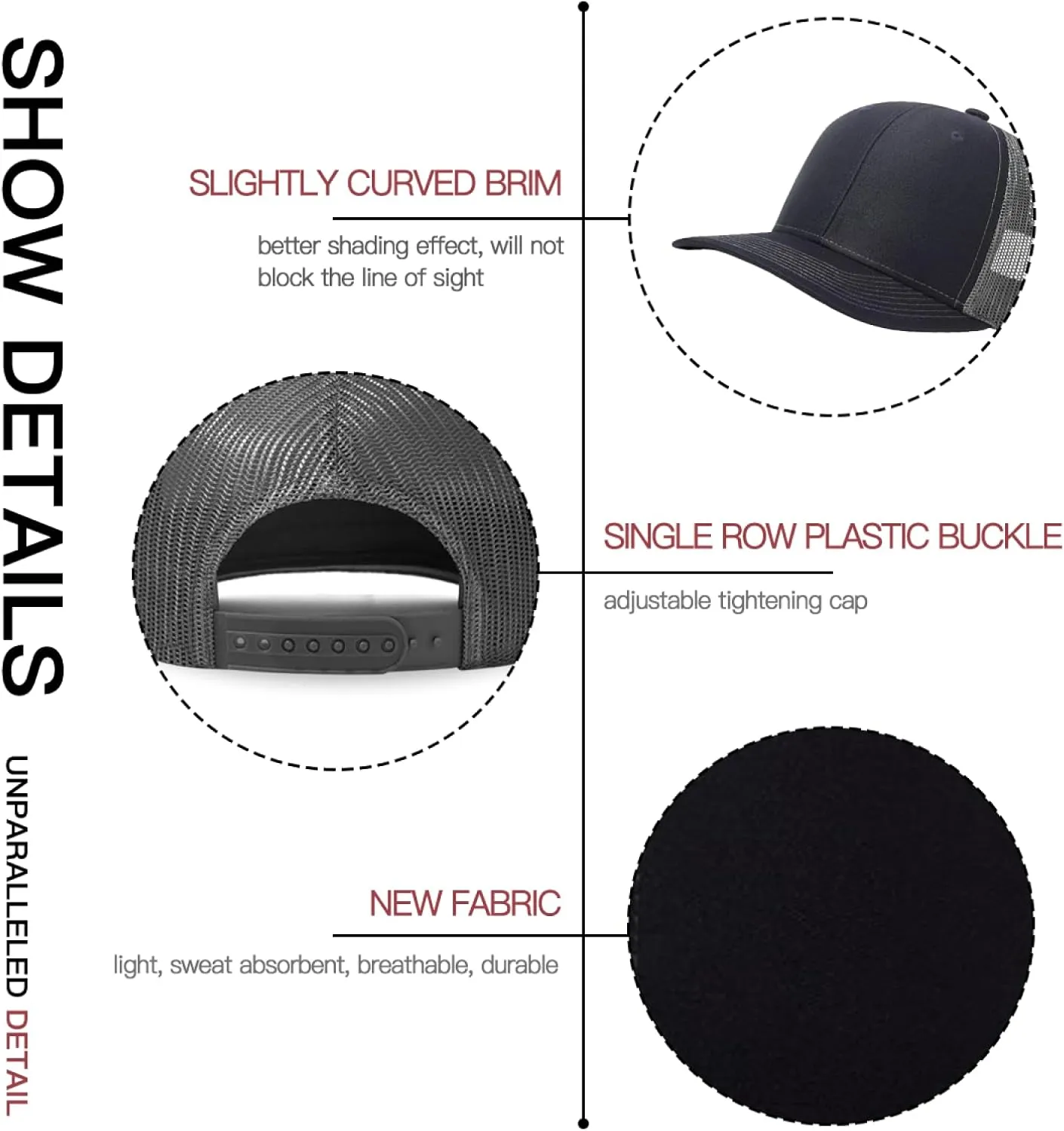 Long Brim Trucker Dad Work Hat for Unisex Adult Soft Outdoor Plain Baseball Mesh Cap Womens Mens Adjustable Golf Sun Hat