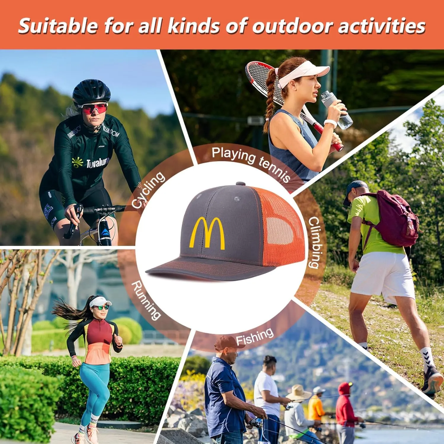 Long Brim Trucker Dad Work Hat for Unisex Adult Soft Outdoor Plain Baseball Mesh Cap Womens Mens Adjustable Golf Sun Hat