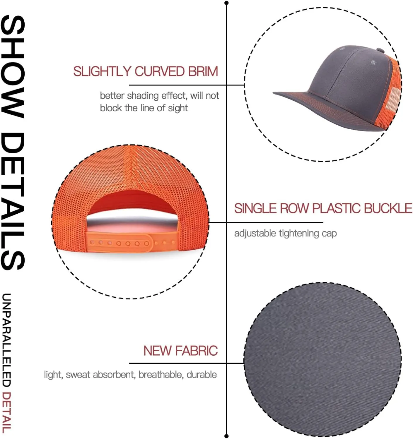 Long Brim Trucker Dad Work Hat for Unisex Adult Soft Outdoor Plain Baseball Mesh Cap Womens Mens Adjustable Golf Sun Hat