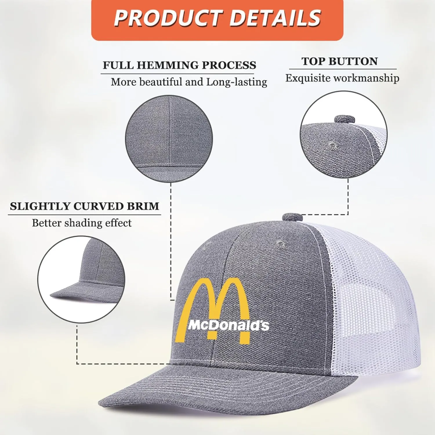 Long Brim Trucker Dad Work Hat for Unisex Adult Soft Outdoor Plain Baseball Mesh Cap Womens Mens Adjustable Golf Sun Hat