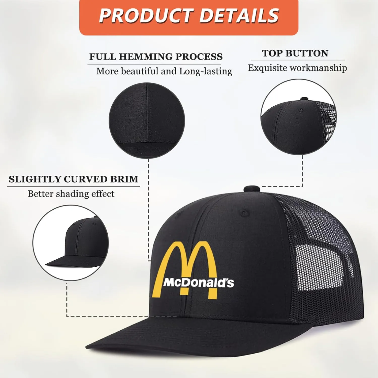 Long Brim Trucker Dad Work Hat for Unisex Adult Soft Outdoor Plain Baseball Mesh Cap Womens Mens Adjustable Golf Sun Hat