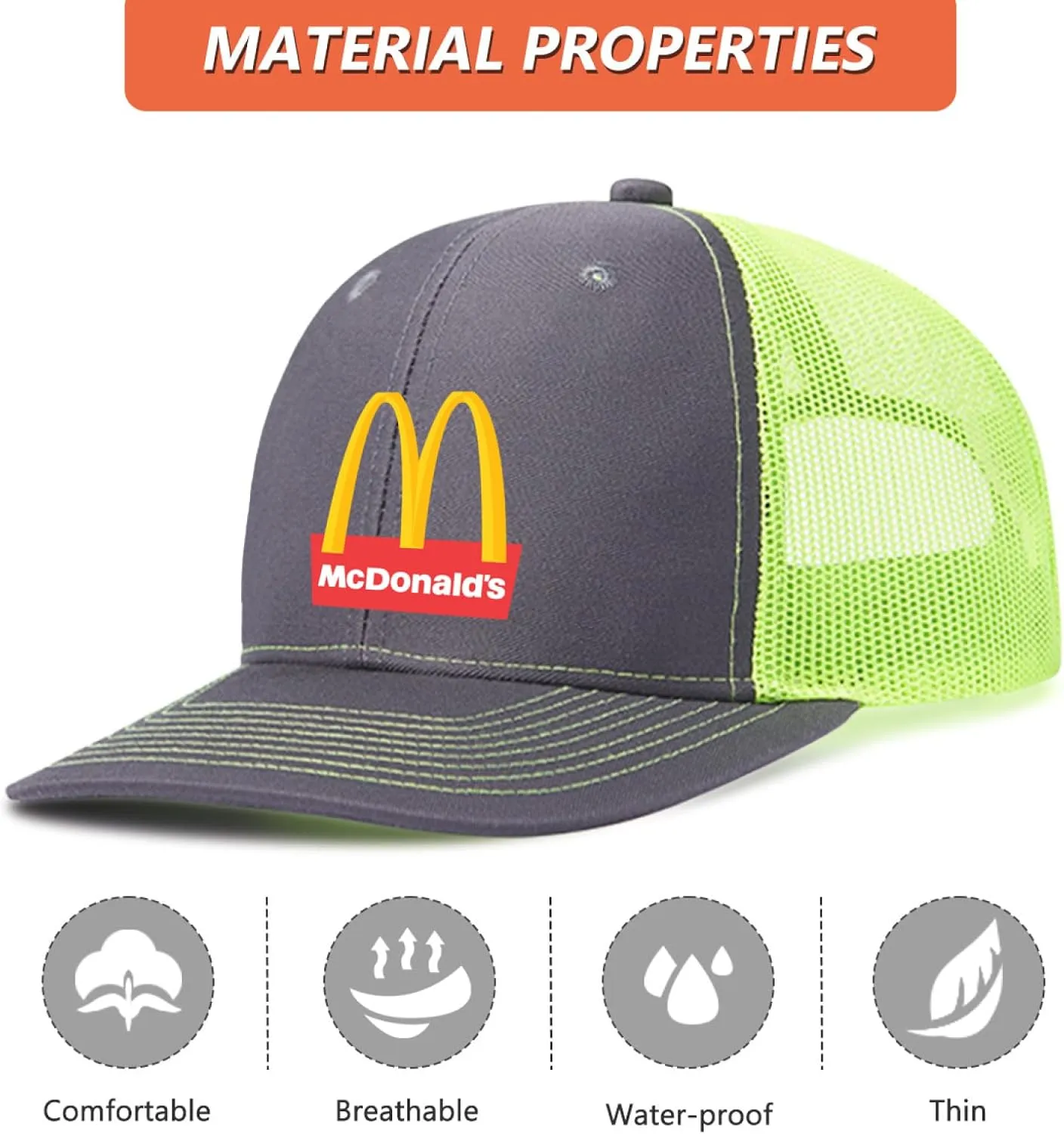 Long Brim Trucker Dad Work Hat for Unisex Adult Soft Outdoor Plain Baseball Mesh Cap Womens Mens Adjustable Golf Sun Hat