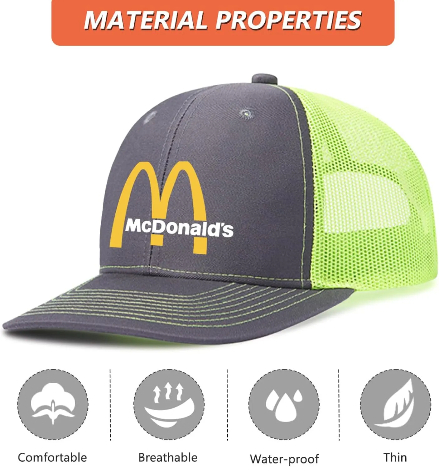 Long Brim Trucker Dad Work Hat for Unisex Adult Soft Outdoor Plain Baseball Mesh Cap Womens Mens Adjustable Golf Sun Hat