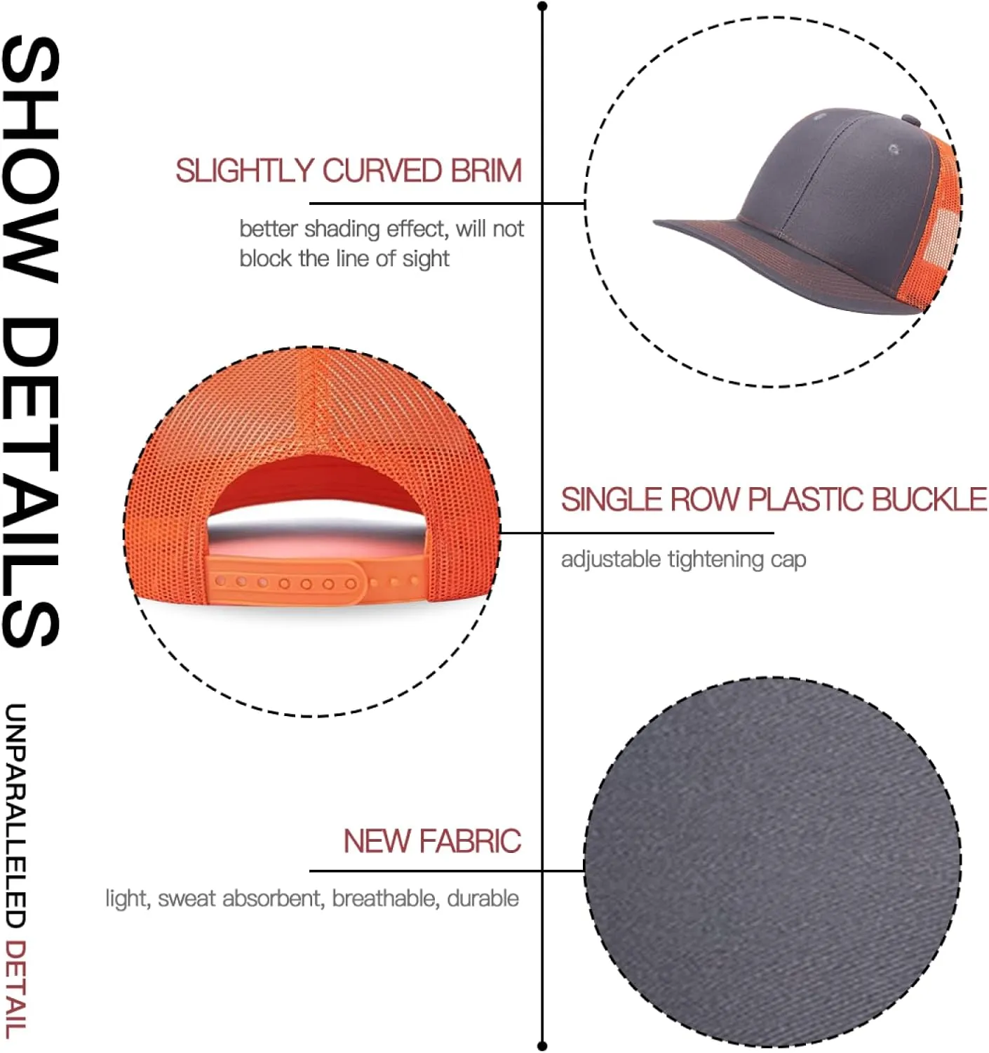 Long Brim Trucker Dad Work Hat for Unisex Adult Soft Outdoor Plain Baseball Mesh Cap Womens Mens Adjustable Golf Sun Hat