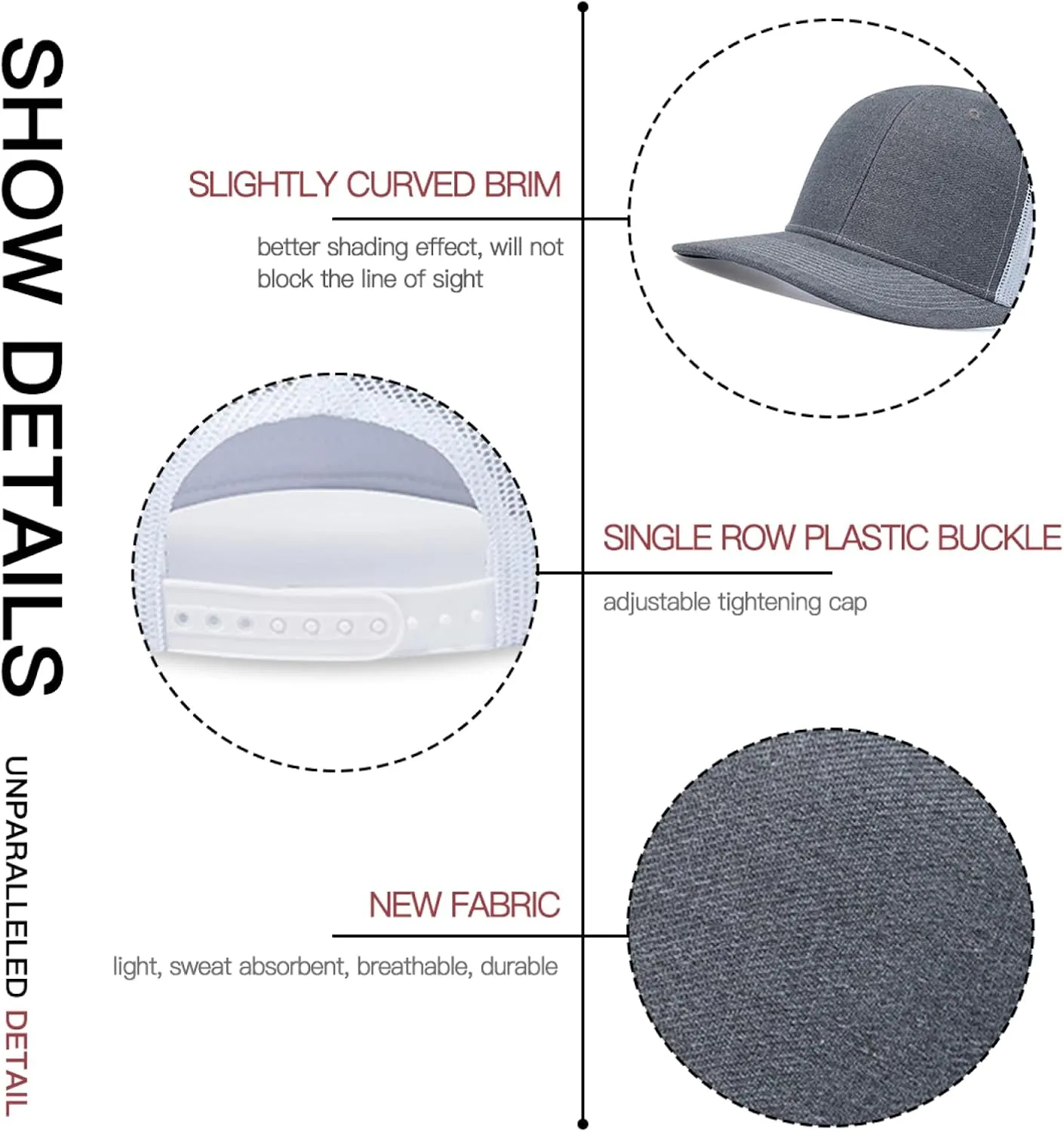 Long Brim Trucker Dad Work Hat for Unisex Adult Soft Outdoor Plain Baseball Mesh Cap Womens Mens Adjustable Golf Sun Hat