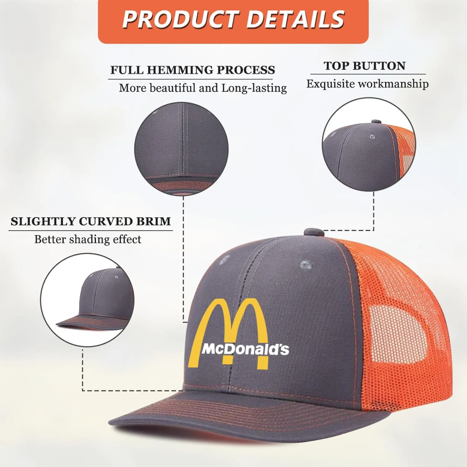 Long Brim Trucker Dad Work Hat for Unisex Adult Soft Outdoor Plain Baseball Mesh Cap Womens Mens Adjustable Golf Sun Hat