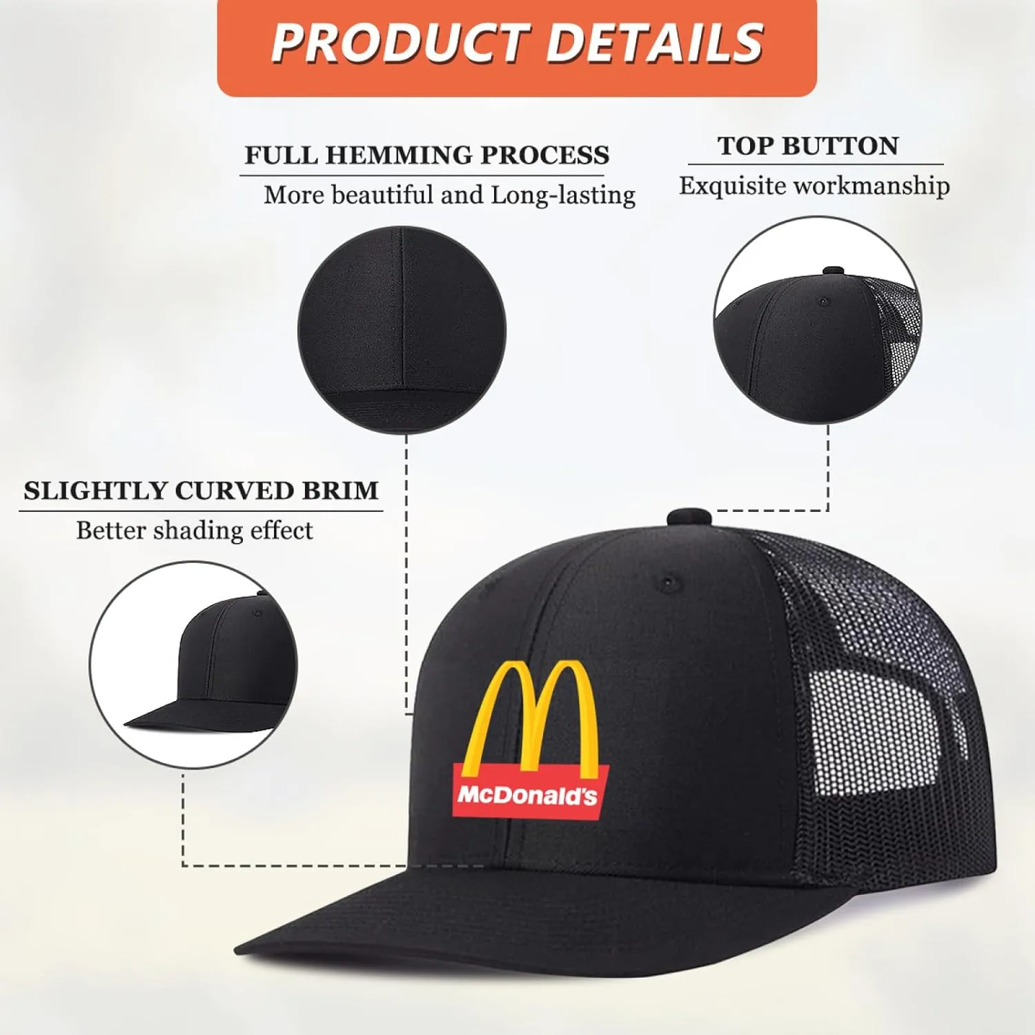Long Brim Trucker Dad Work Hat for Unisex Adult Soft Outdoor Plain Baseball Mesh Cap Womens Mens Adjustable Golf Sun Hat