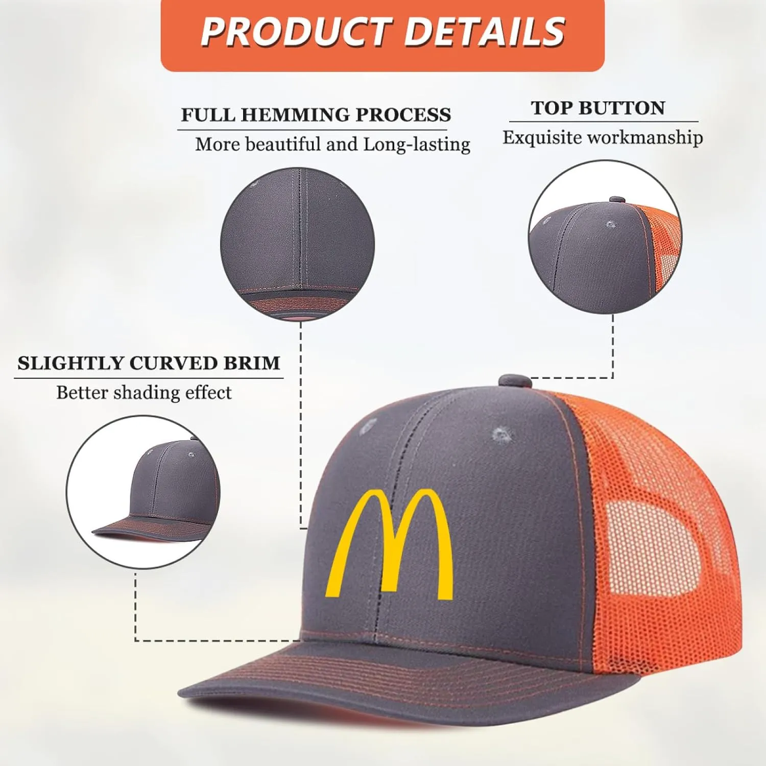 Long Brim Trucker Dad Work Hat for Unisex Adult Soft Outdoor Plain Baseball Mesh Cap Womens Mens Adjustable Golf Sun Hat