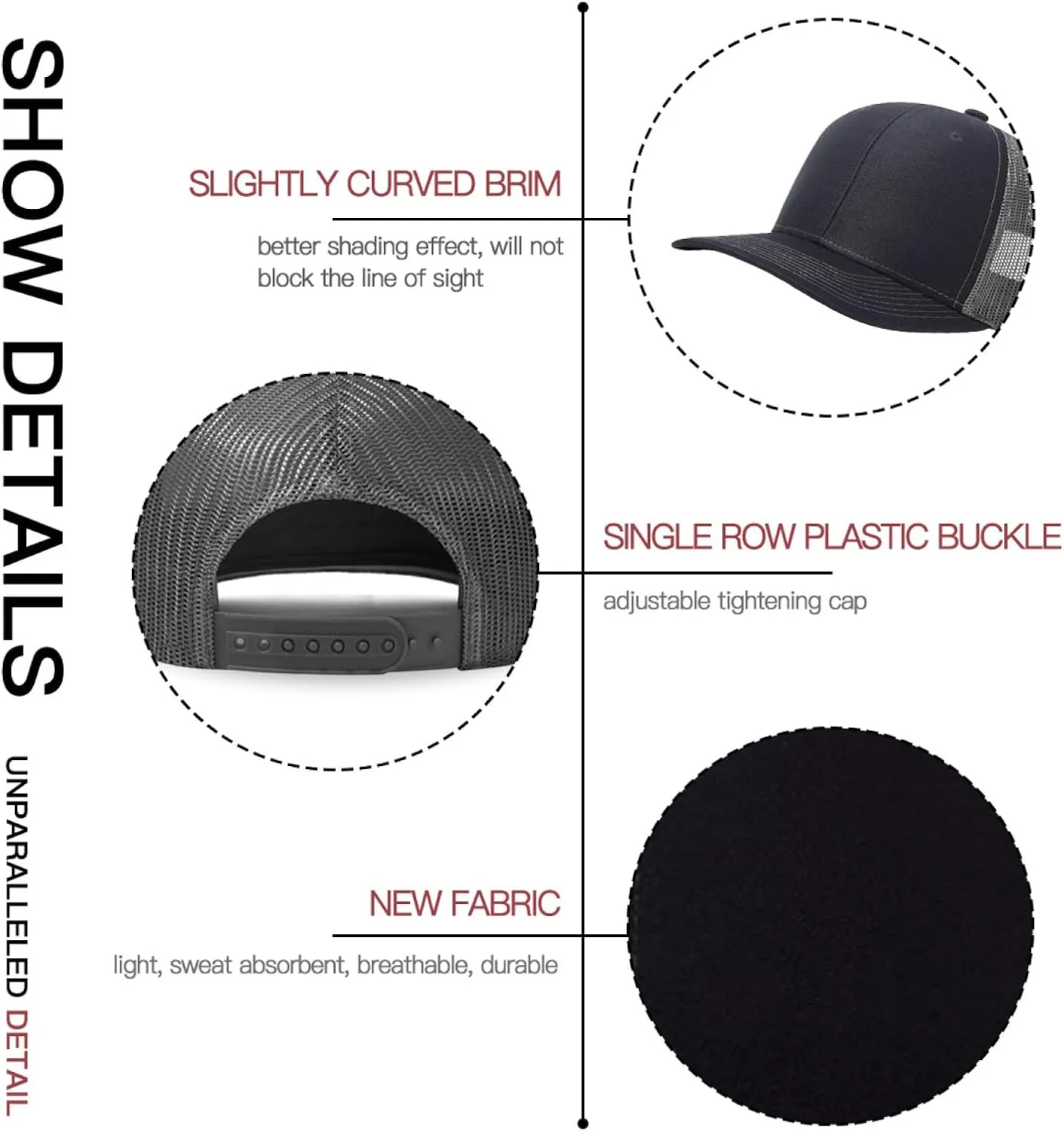 Long Brim Trucker Dad Work Hat for Unisex Adult Soft Outdoor Plain Baseball Mesh Cap Womens Mens Adjustable Golf Sun Hat