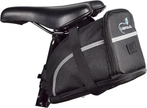 Lumintrail Bike Seat Bag, Bicycle Saddle Bag for Mountain Road Bikes, Expandable Storage Under Seat Bike Bag, Reflective Material with Bike Light Loop, Black, Large