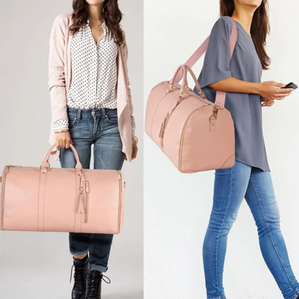 Luxhe Annafinds Foldable 2 in 1 Hanging Suitcase Dress Travel Bag (Pink-A)