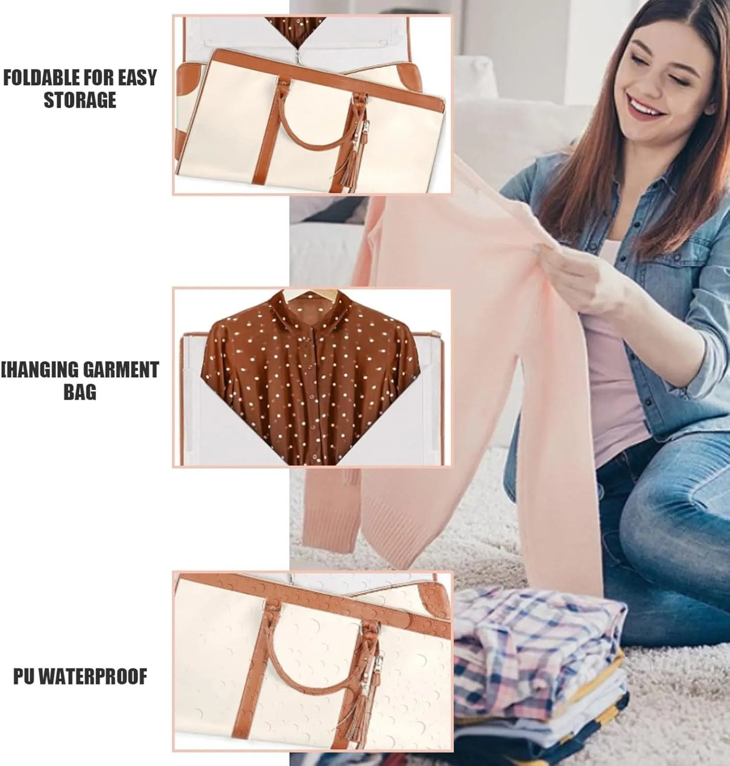 Luxhe Annafinds Foldable 2 in 1 Hanging Suitcase Dress Travel Bag (Pink-A)