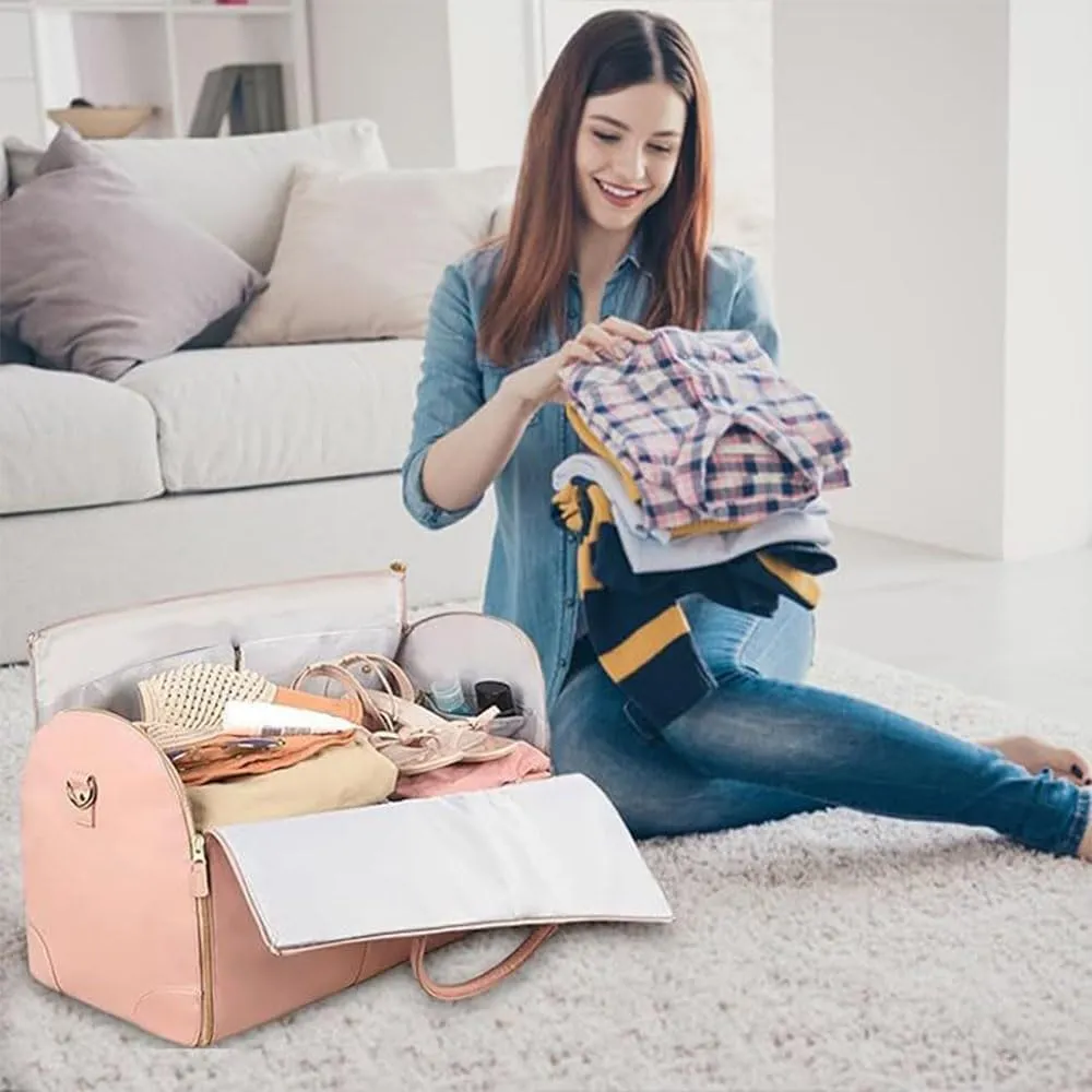 Luxhe Annafinds Foldable 2 in 1 Hanging Suitcase Dress Travel Bag (Pink-A)