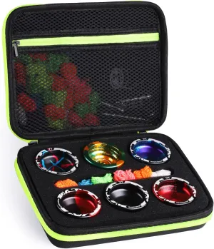 MAGICYOYO Yoyo Storage Case, Yoyo Case Satchel Yoyo Storage Bag Carry Bag Pouch Outdoor Protect Yoyo Accessories, 6 Yoyo Storage Compartments and Interior Zip Mesh (Black Yellow)