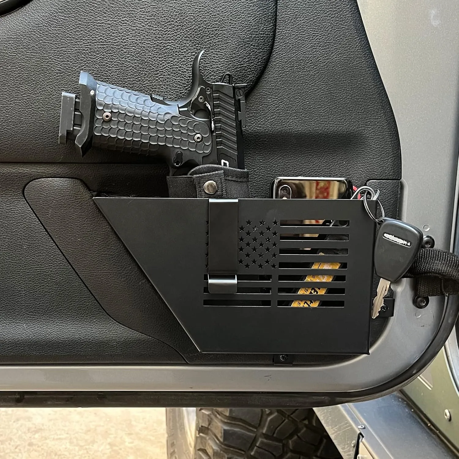 MAIKER Metal Front Door Storage Box, Door Side Insert Organizer Box Pockets for 2007-2018 Jeep Wrangler JK 2/4 Door 2pcs(Black)