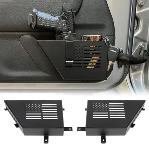 MAIKER Metal Front Door Storage Box, Door Side Insert Organizer Box Pockets for 2007-2018 Jeep Wrangler JK 2/4 Door 2pcs(Black)