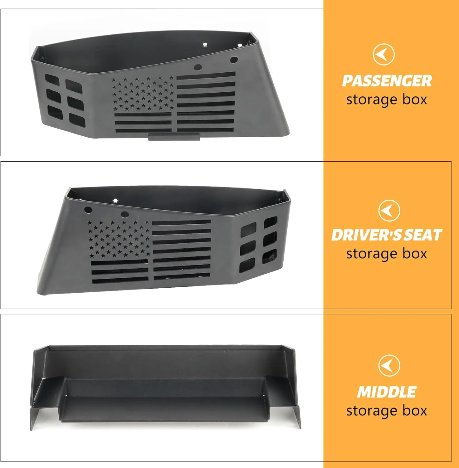MAIKER Upgrade JK Metal Gear Shift Storage Box Center Console Hanging Box Auto Transmission Gear Tray Compatible with 2011-2018 Jeep Wrangler JK JKU, US Flag