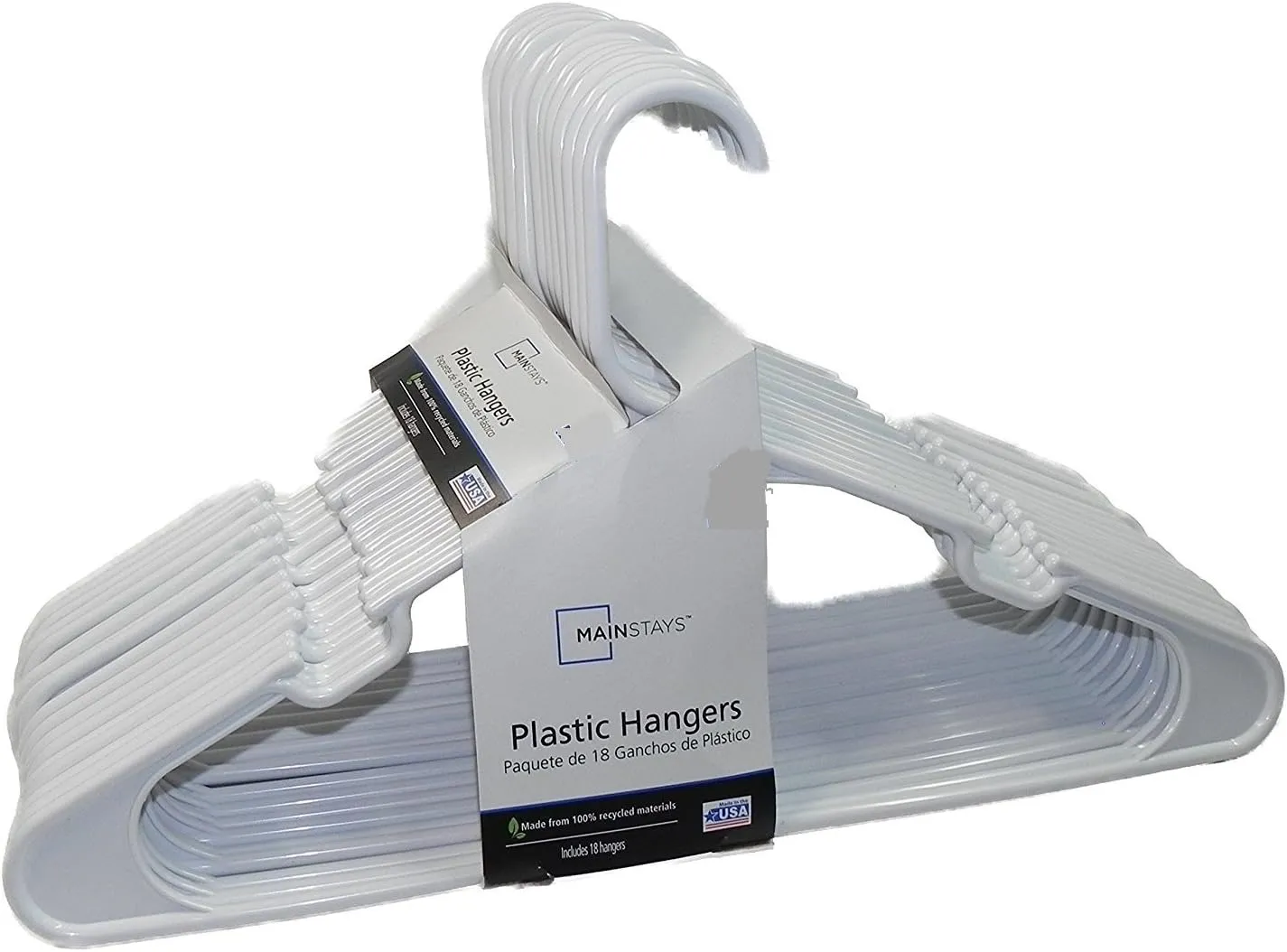 Mainstay : Standard Plastic Hangers, White (Adult 50-Hangers)