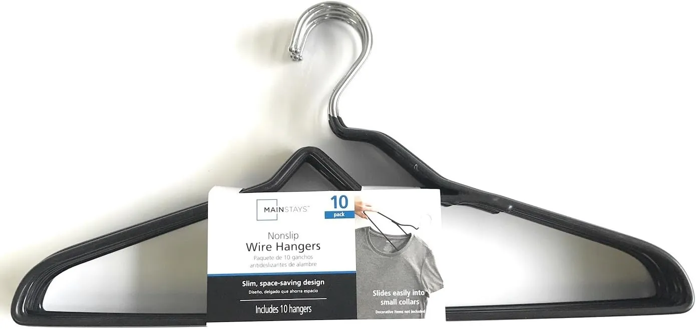 Mainstays Nonslip heavy wire Clothes Hangers, 10 count black