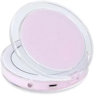 Makeup Mirror LED Light Mini Makeup Mirror Compact Pocket Face Lip Cosmetic Mirror Travel Portable Lighting Mirror Magnifying Glass Foldable (Color : A)