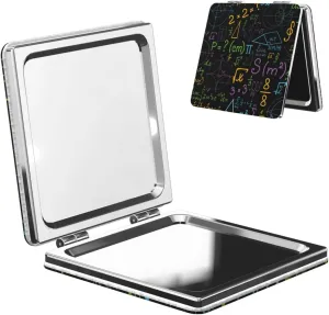 Math Colorful Women Small Makeup Mirror Portable Pocket Cosmetic Mirror for Travel