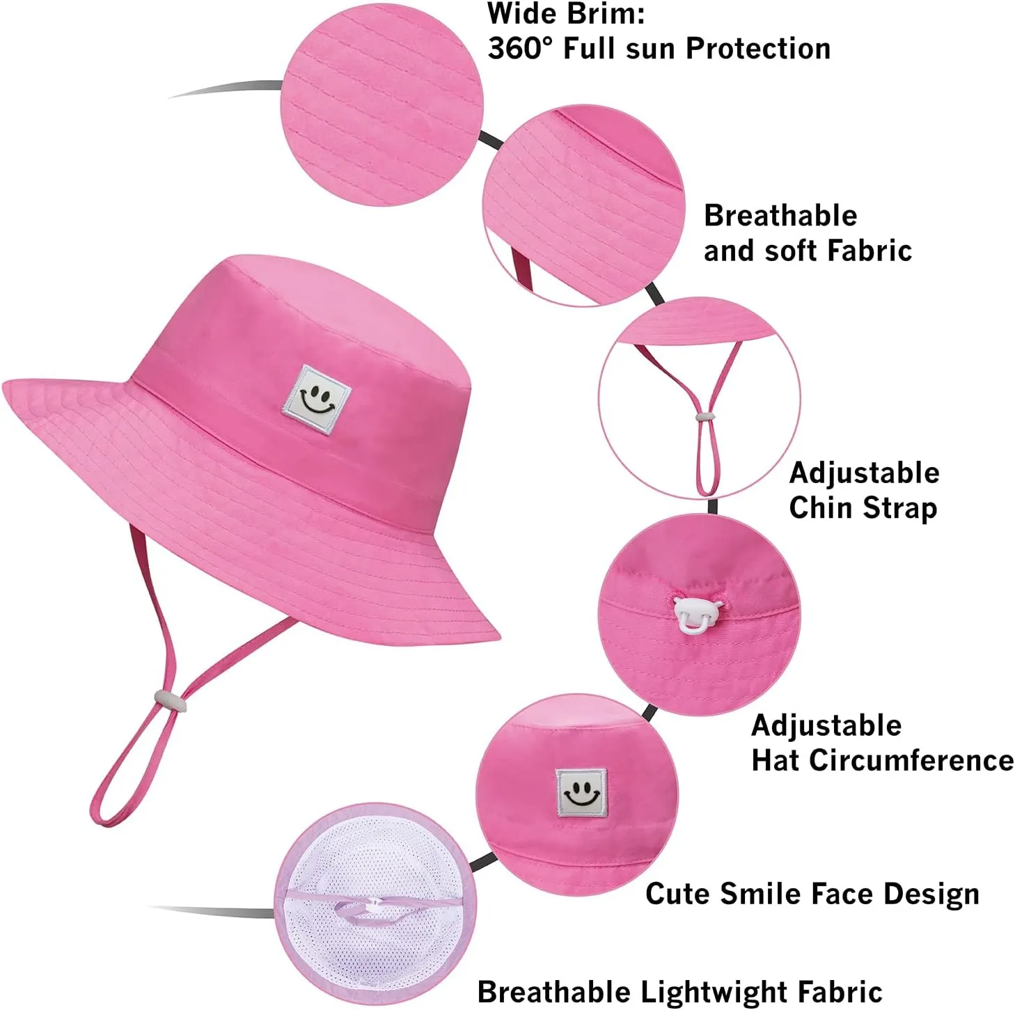 MaxNova Baby Sun Hat Smile Face UPF 50  Toddler Bucket Hat for Boys Girls 0-7 Years
