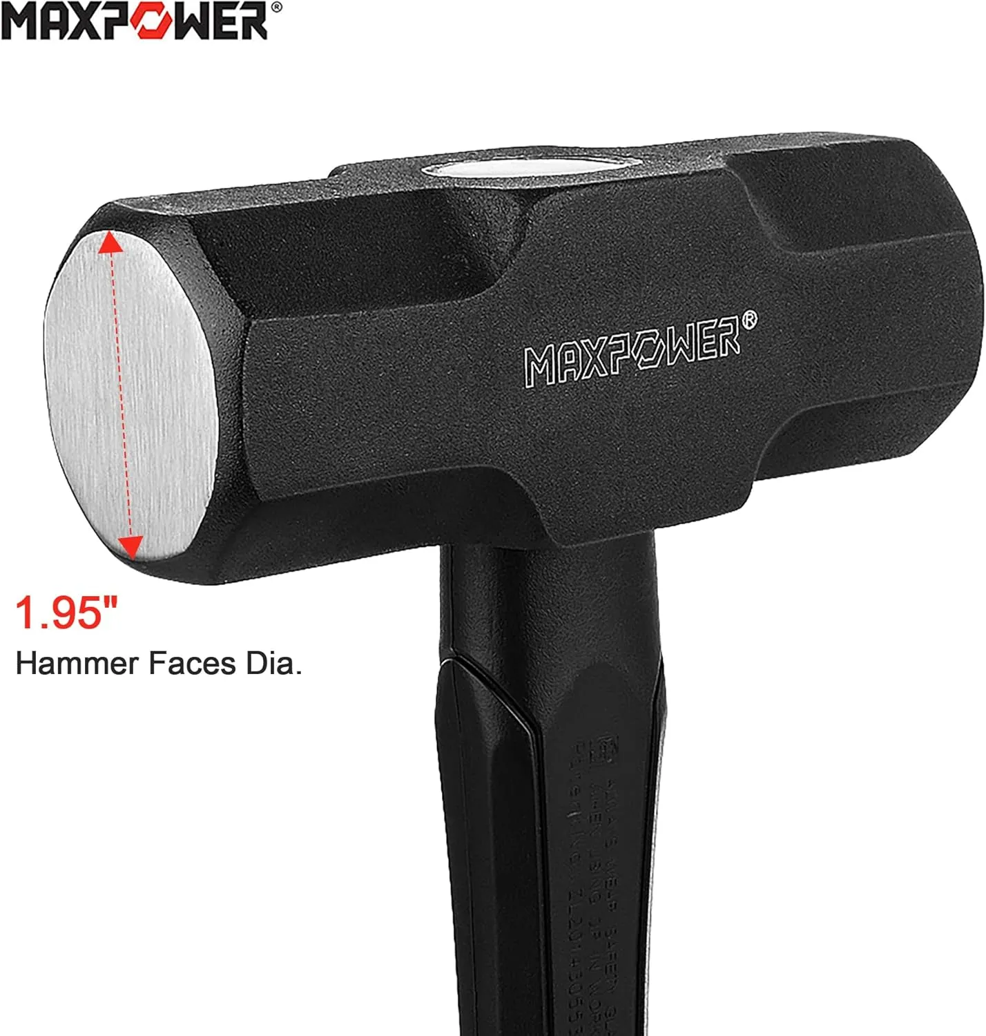 MAXPOWER 4lb Sledge Hammer, Steel Head, 12-inch Fiberglass Handle Shock-resistant