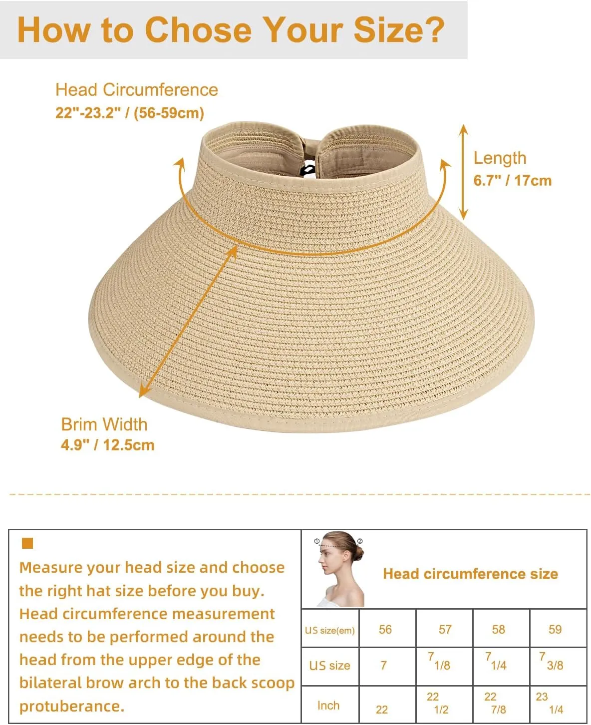 MAYLISACC Foldable Straw Sun Visors for Women, Sun Protecetion Wide Brim Sun Hats Adjustable Topless Beach Hat
