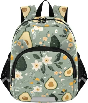 MCHIVER Flower Citrus Foliage Sage Toddler Backpack for Boys Girls 3-6 Preschool Lightweight Kids Backpack with Reflective Strips and Bag Leash for Daycare Kindergarten Travel