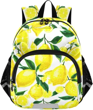 MCHIVER Foliage Branch White Yellow Toddler Backpack for Boys Girls 3-6 Preschool Lightweight Kids Backpack with Reflective Strips and Bag Leash for Kindergarten Travel Daycare