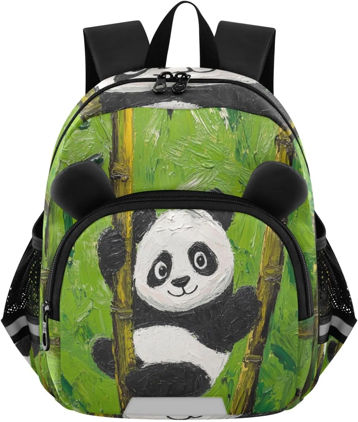 MCHIVER Panda Stalks Painting Toddler Backpack for Boys Girls 3-6 Preschool Lightweight Kids Backpack with Reflective Strips and Bag Leash for Daycare Kindergarten Travel
