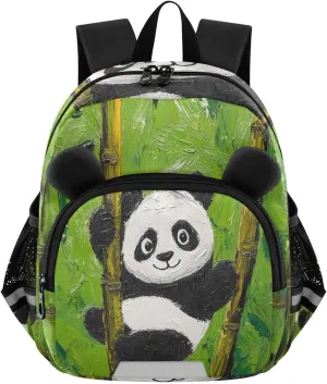 MCHIVER Panda Stalks Painting Toddler Backpack for Boys Girls 3-6 Preschool Lightweight Kids Backpack with Reflective Strips and Bag Leash for Daycare Kindergarten Travel