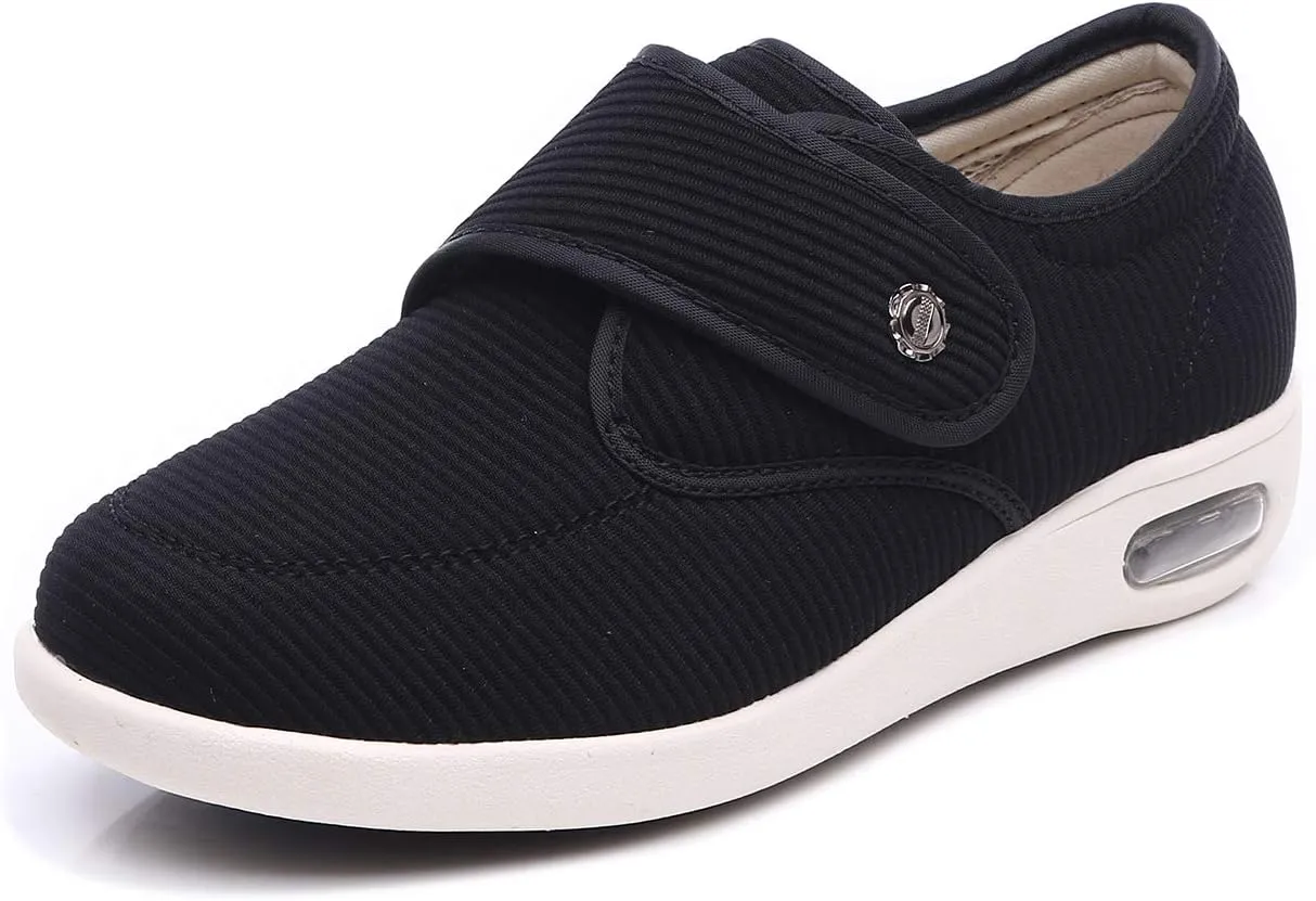 Mei MACLEOD Women's Diabetic Shoes with Adjustable Strap Lightweight Wide Walking Shoes Edema Swollen Feet Shoes