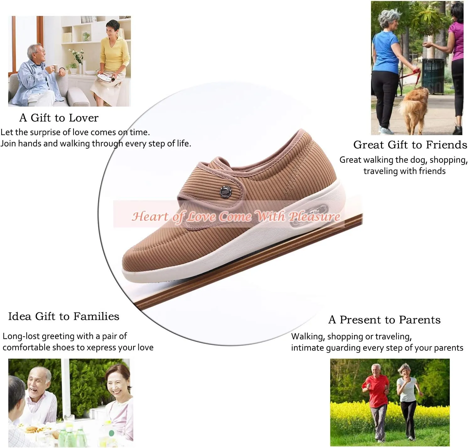 Mei MACLEOD Women's Diabetic Shoes with Adjustable Strap Lightweight Wide Walking Shoes Edema Swollen Feet Shoes