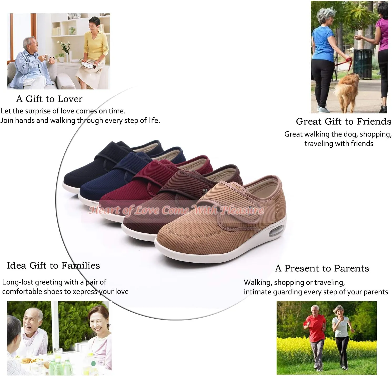 Mei MACLEOD Women's Diabetic Shoes with Adjustable Strap Lightweight Wide Walking Shoes Edema Swollen Feet Shoes