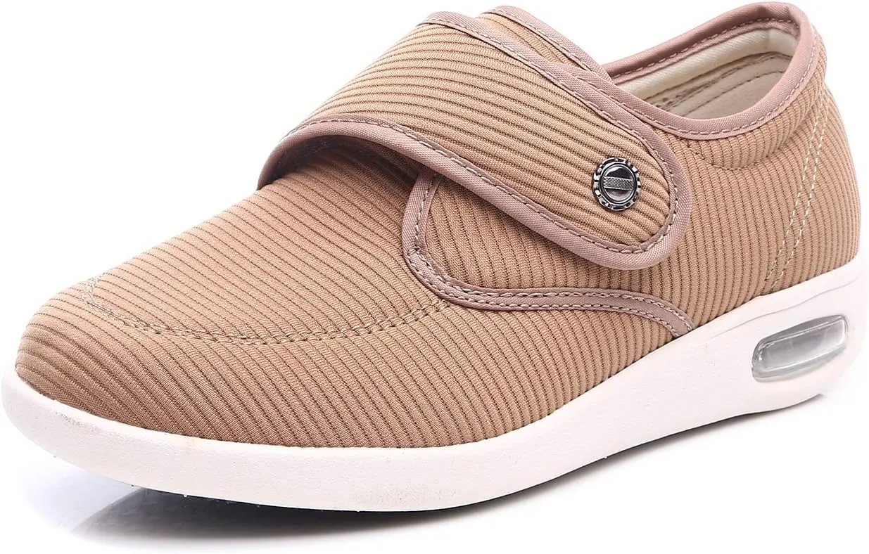 Mei MACLEOD Women's Diabetic Shoes with Adjustable Strap Lightweight Wide Walking Shoes Edema Swollen Feet Shoes