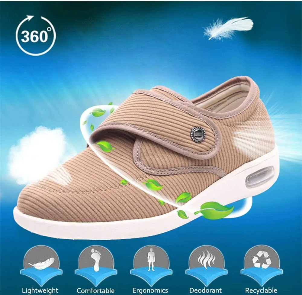 Mei MACLEOD Women's Diabetic Shoes with Adjustable Strap Lightweight Wide Walking Shoes Edema Swollen Feet Shoes