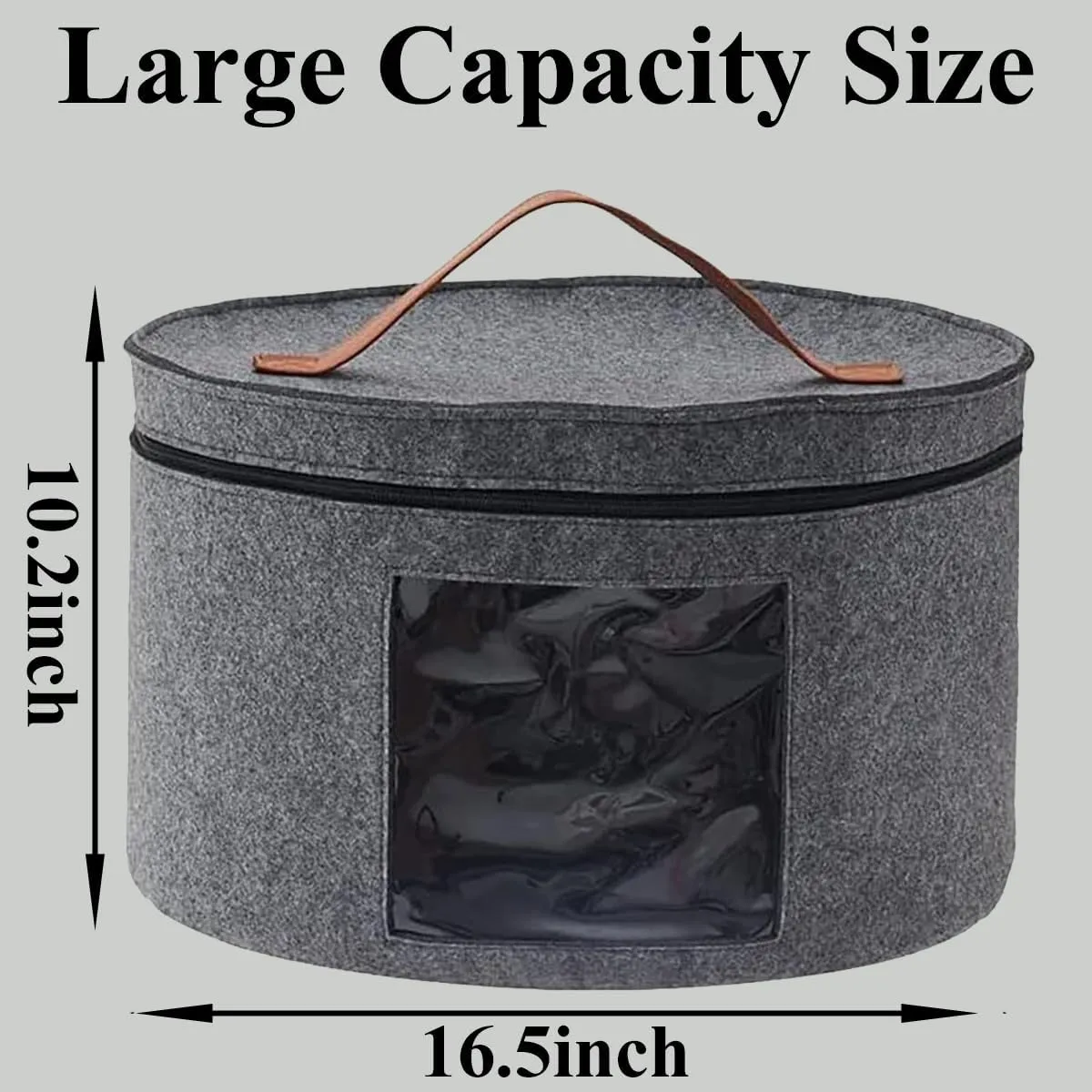 Memfish Hat Box-Hat Boxes for Women Storage Travel Large Round Hat Carrier Case Organizer with Lids Wide-Brim Cowboy Men Cowboys Caps Clothes Closet Storage Foldable(Grey)